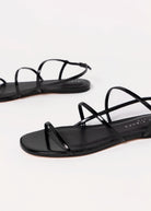 swatch_Black Leather marc fisher elysha flat sandal