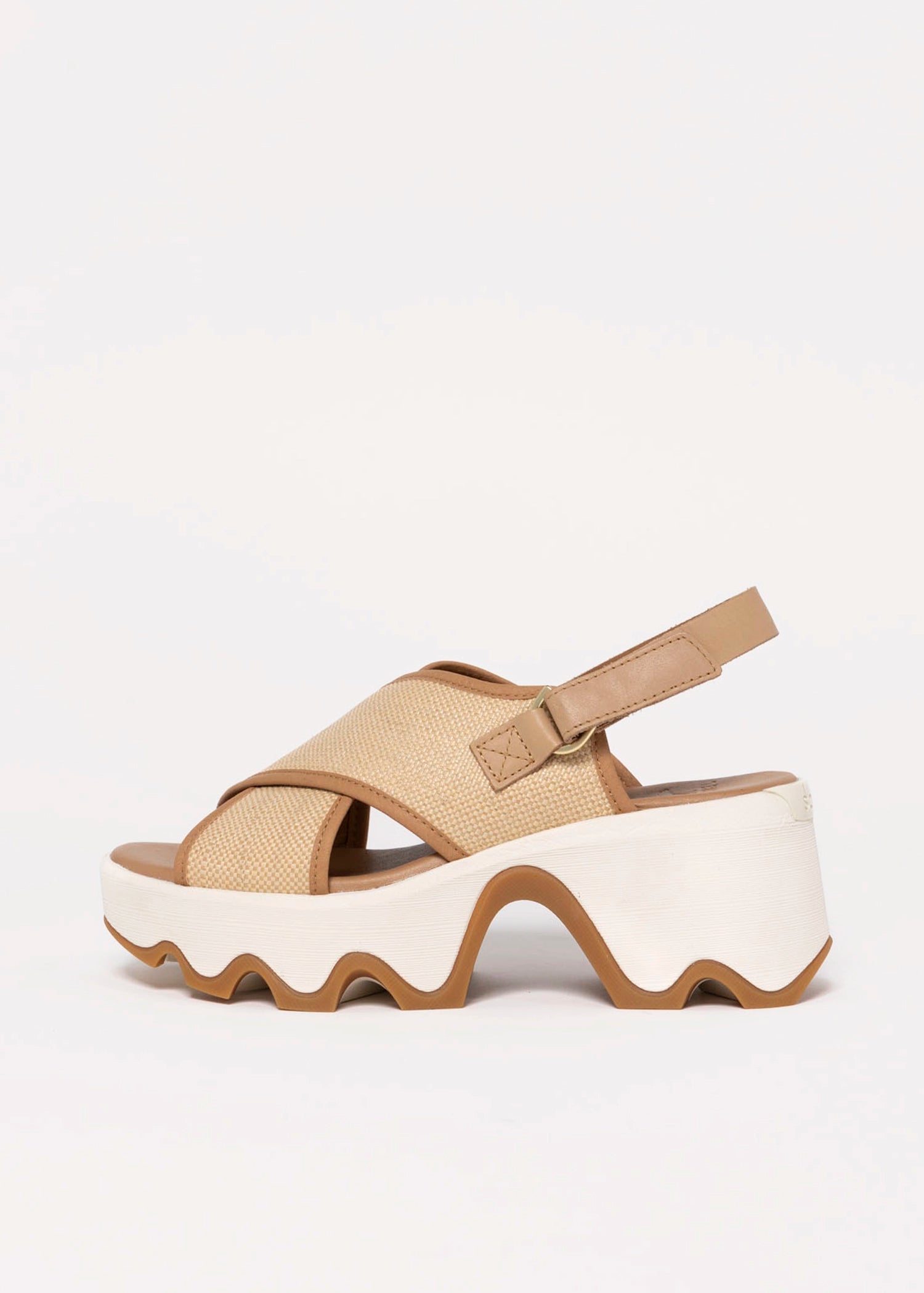 swatch_Beige Raffia sorel kinetic aura platform sandal