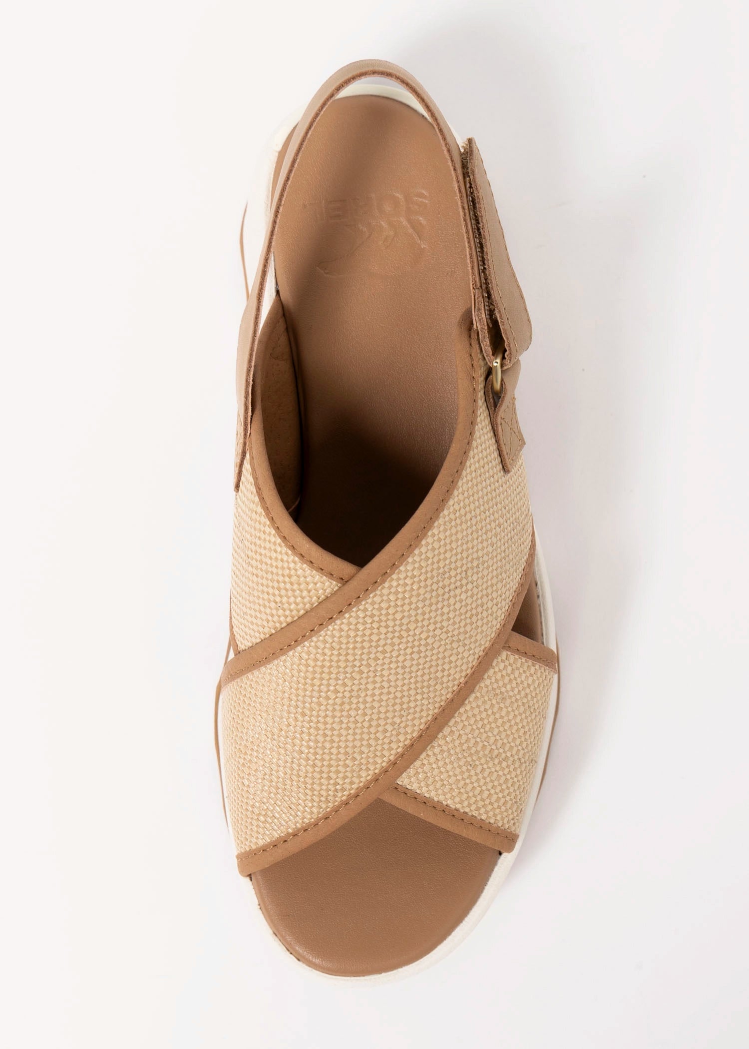 swatch_Beige Raffia sorel kinetic aura platform sandal