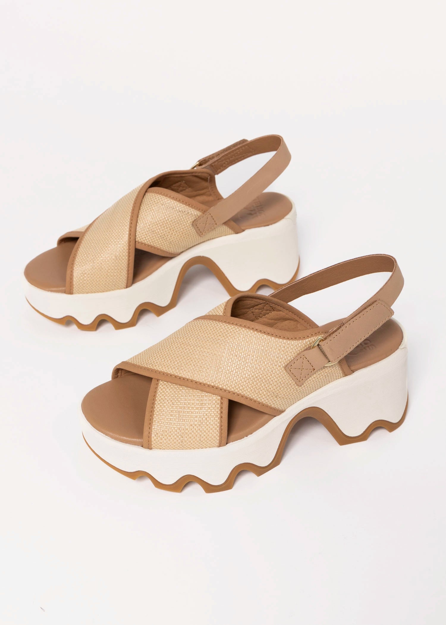 swatch_Beige Raffia sorel kinetic aura platform sandal