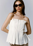 swatch_Off White strapless peplum blouse