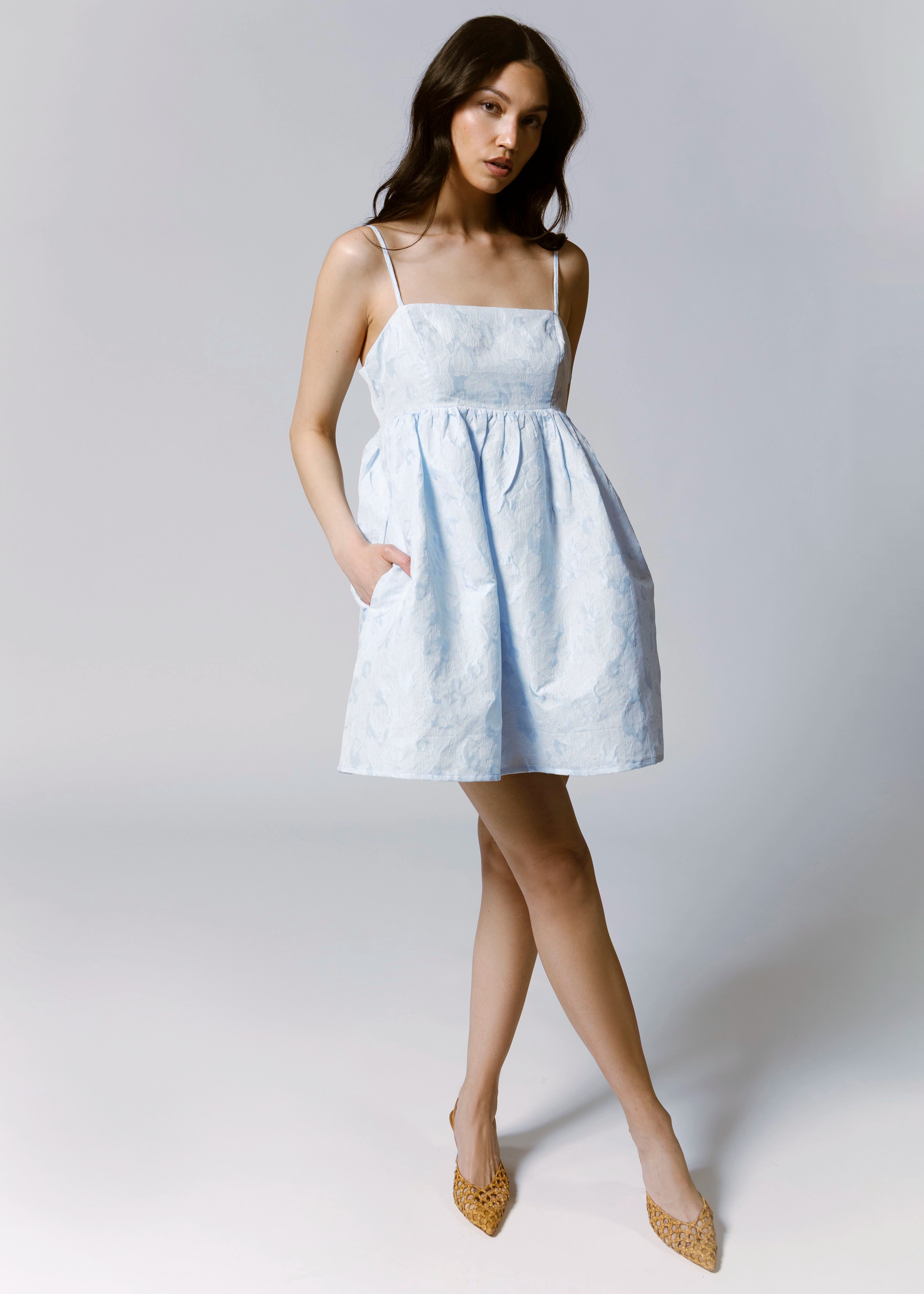 swatch_Light Blue babydoll mini dress