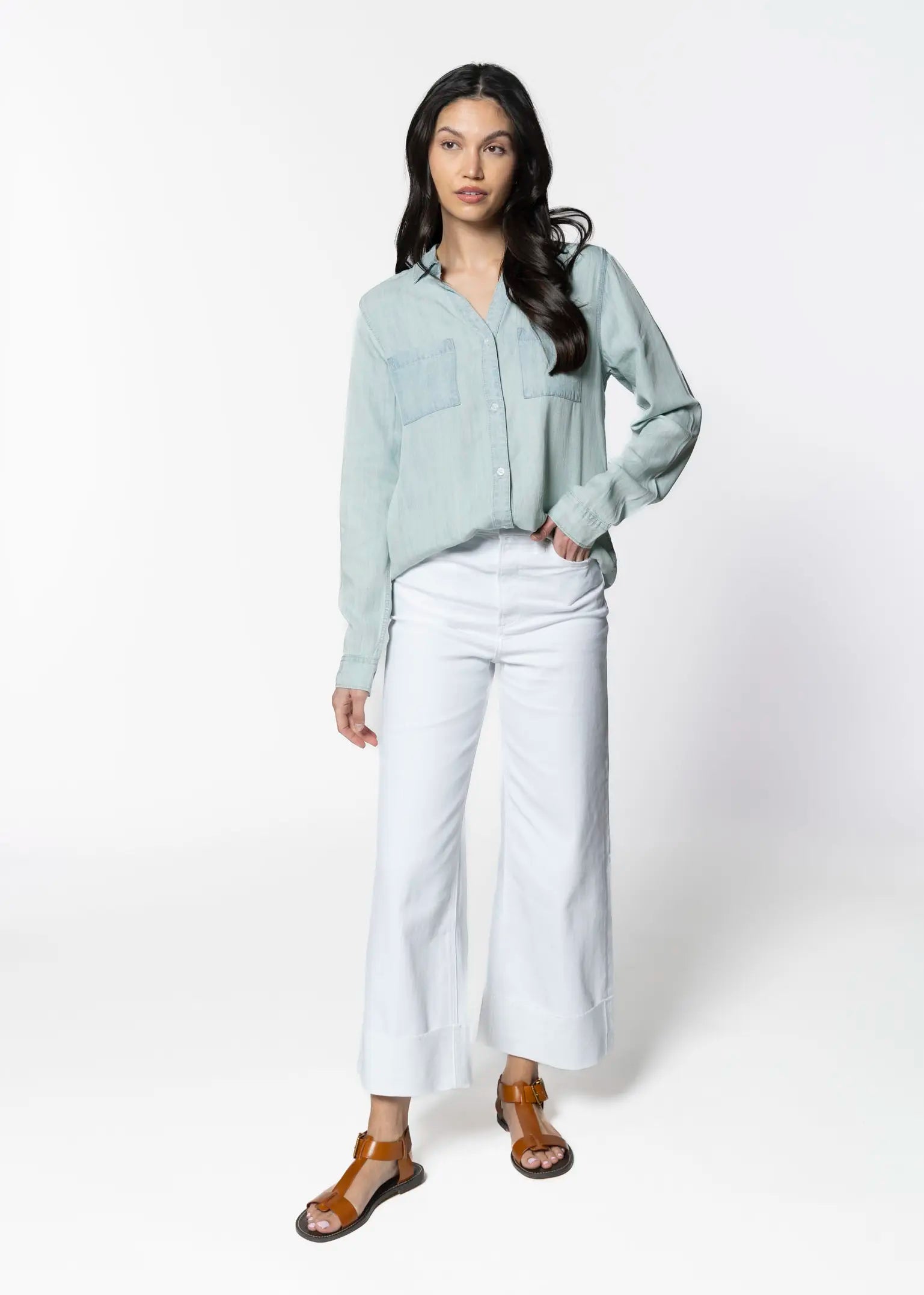 swatch_light blue ginger button down apparel