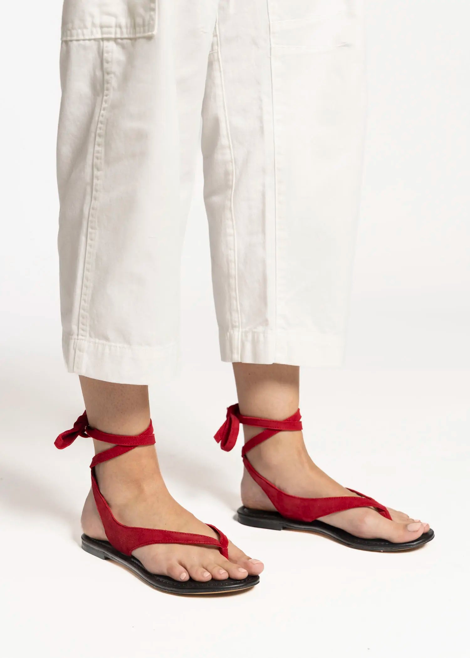 swatch_red alicia thong sandal flat sandals
