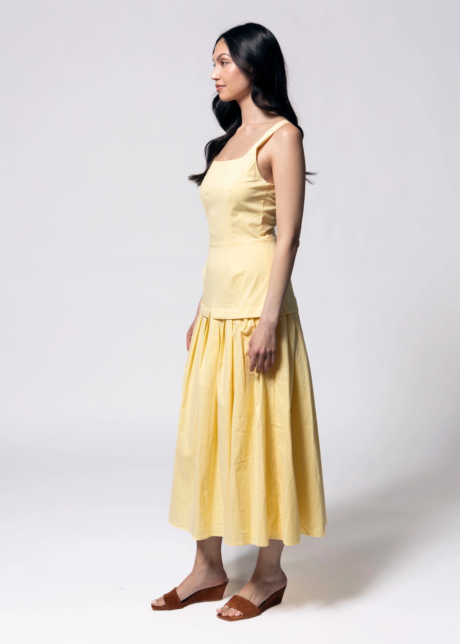 swatch_Yellow drop waist maxi dress