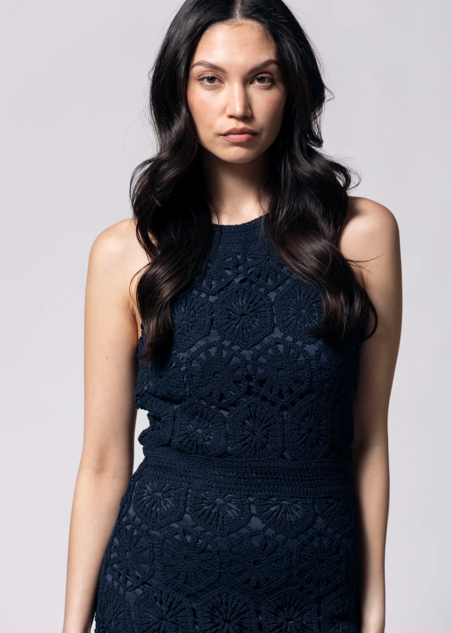 swatch_Navy fifteen twenty londyn crochet midi dress
