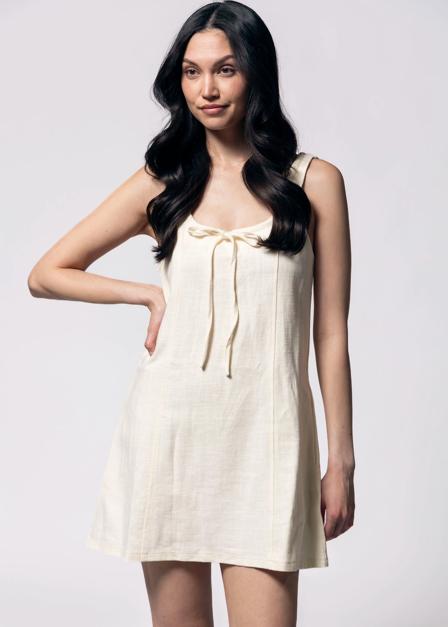 swatch_Cream blank NYC chalk mark linen mini dress