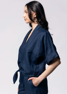 swatch_Navy fifteen twenty janice tie-front top