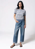swatch_Dusty Blue short sleeve striped sweater