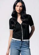 swatch_Black double layer cardigan