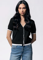 swatch_Black double layer cardigan