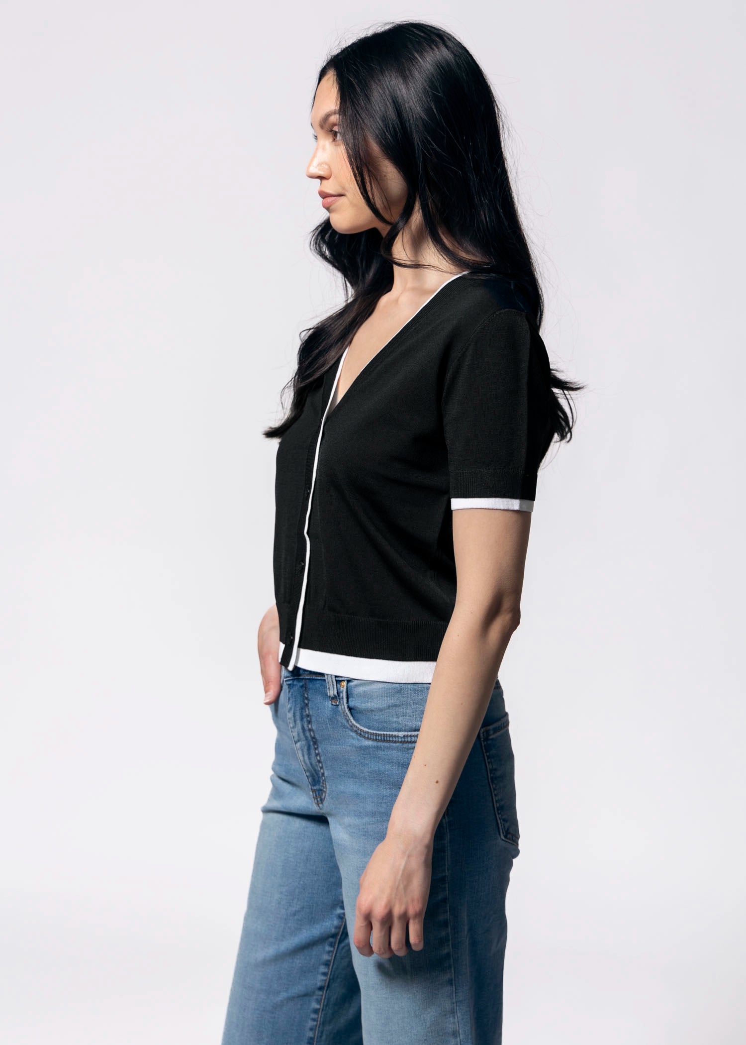 swatch_Black double layer cardigan