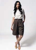 swatch_Brown knee length trouser shorts
