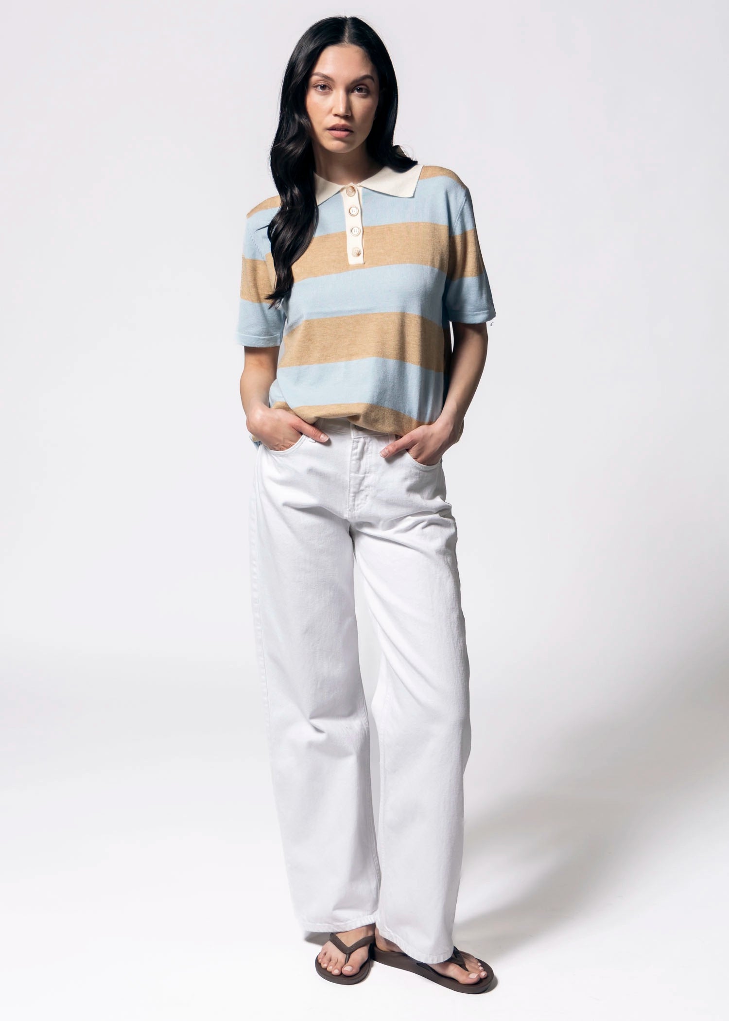 swatch_Toffee Blue striped knit polo
