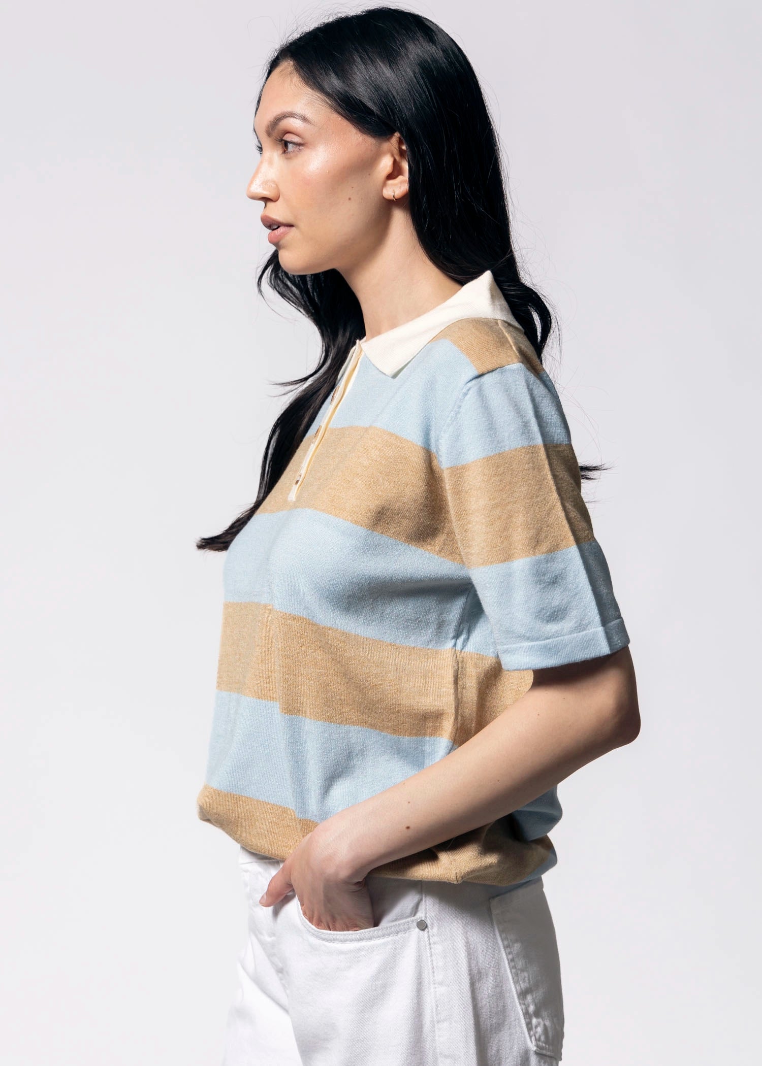 swatch_Toffee Blue striped knit polo