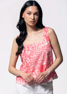 swatch_Pink square neck floral top