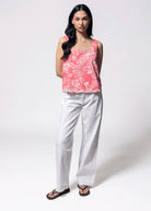 swatch_Pink square neck floral top