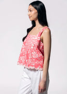 swatch_Pink square neck floral top