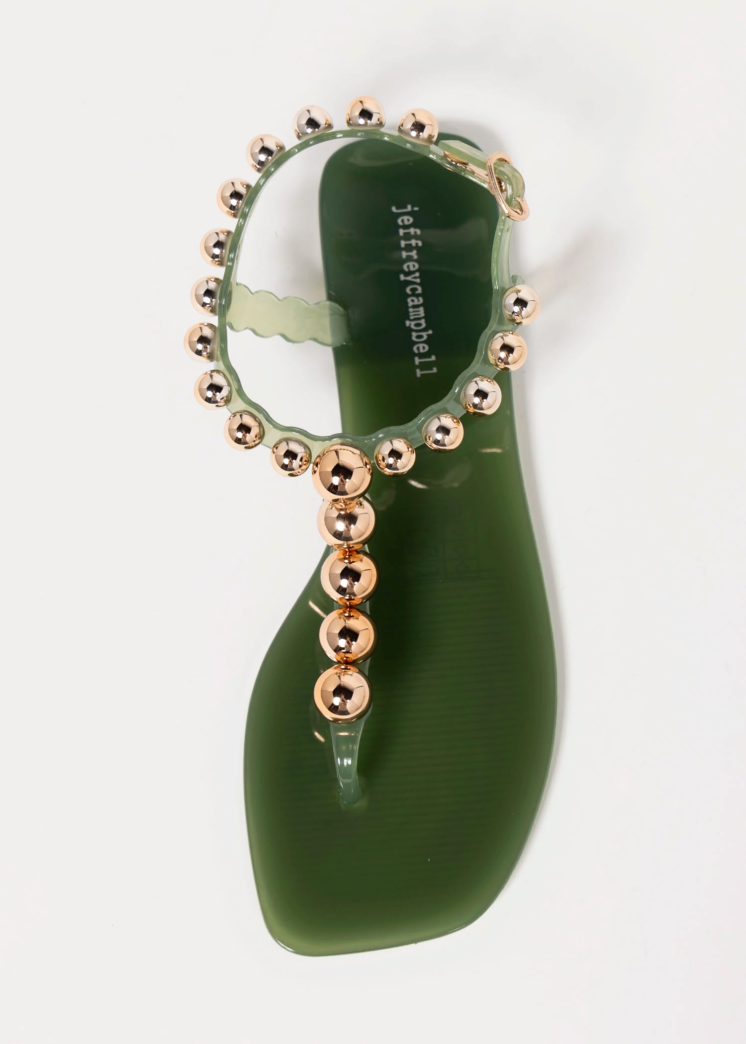 swatch_Green/Gold jeffrey campbell plated jelly sandal