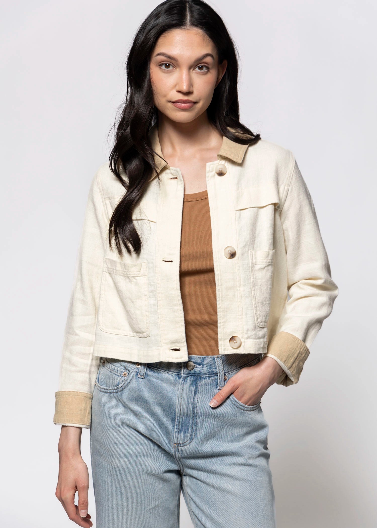 swatch_Cream blank NYC morning zen cropped utility jacket