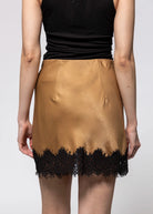 swatch_Tan/Black sanctuary everyday satin lace mini skirt