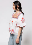 swatch_Floral Multi thml puff sleeve tassel top