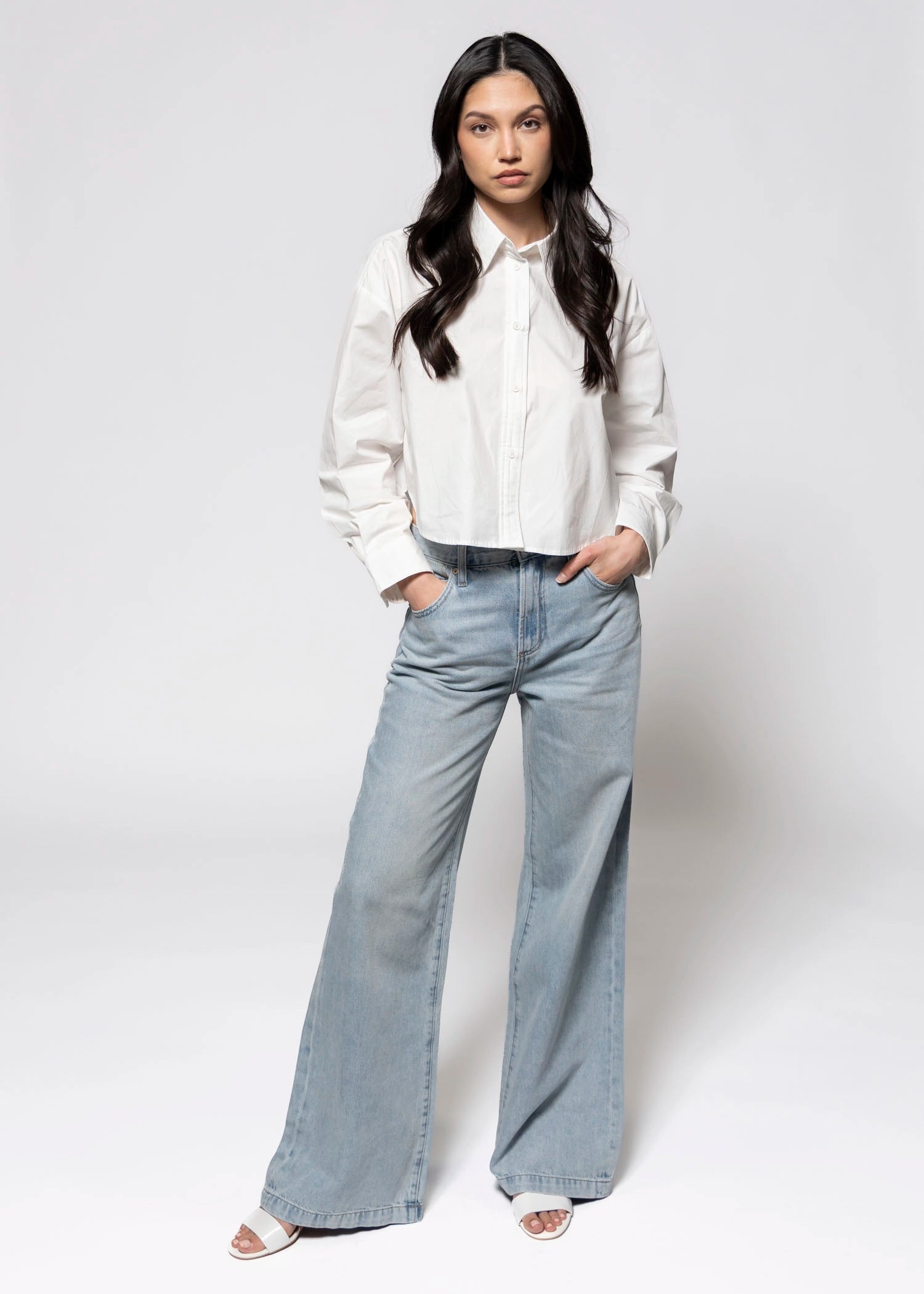 swatch_White cropped button down shirt
