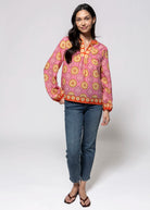 swatch_Pink Multi long sleeve printed blouse