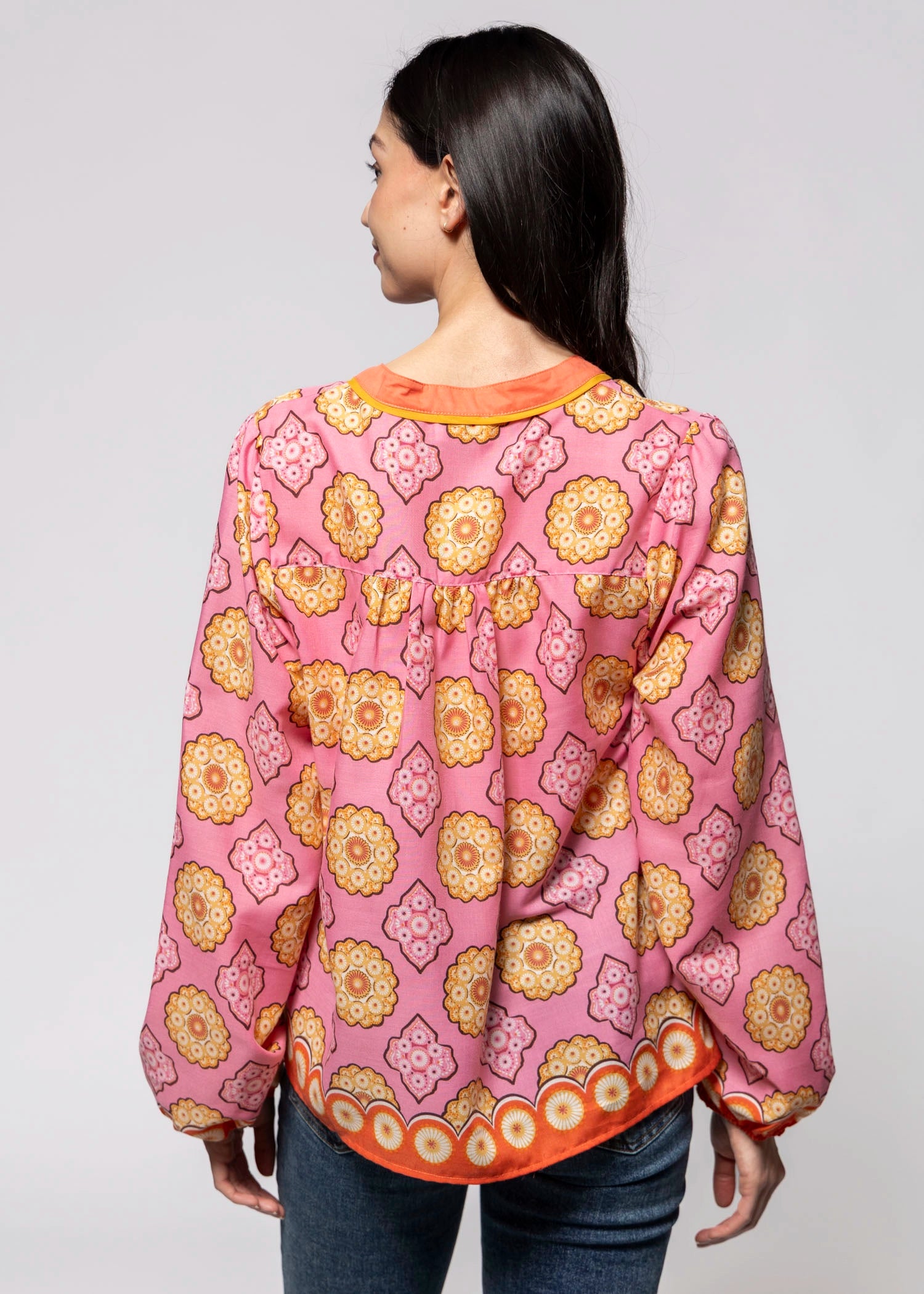 swatch_Pink Multi long sleeve printed blouse
