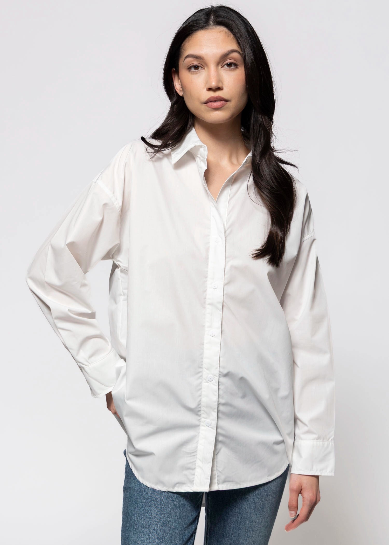 swatch_White oversized button down shirt