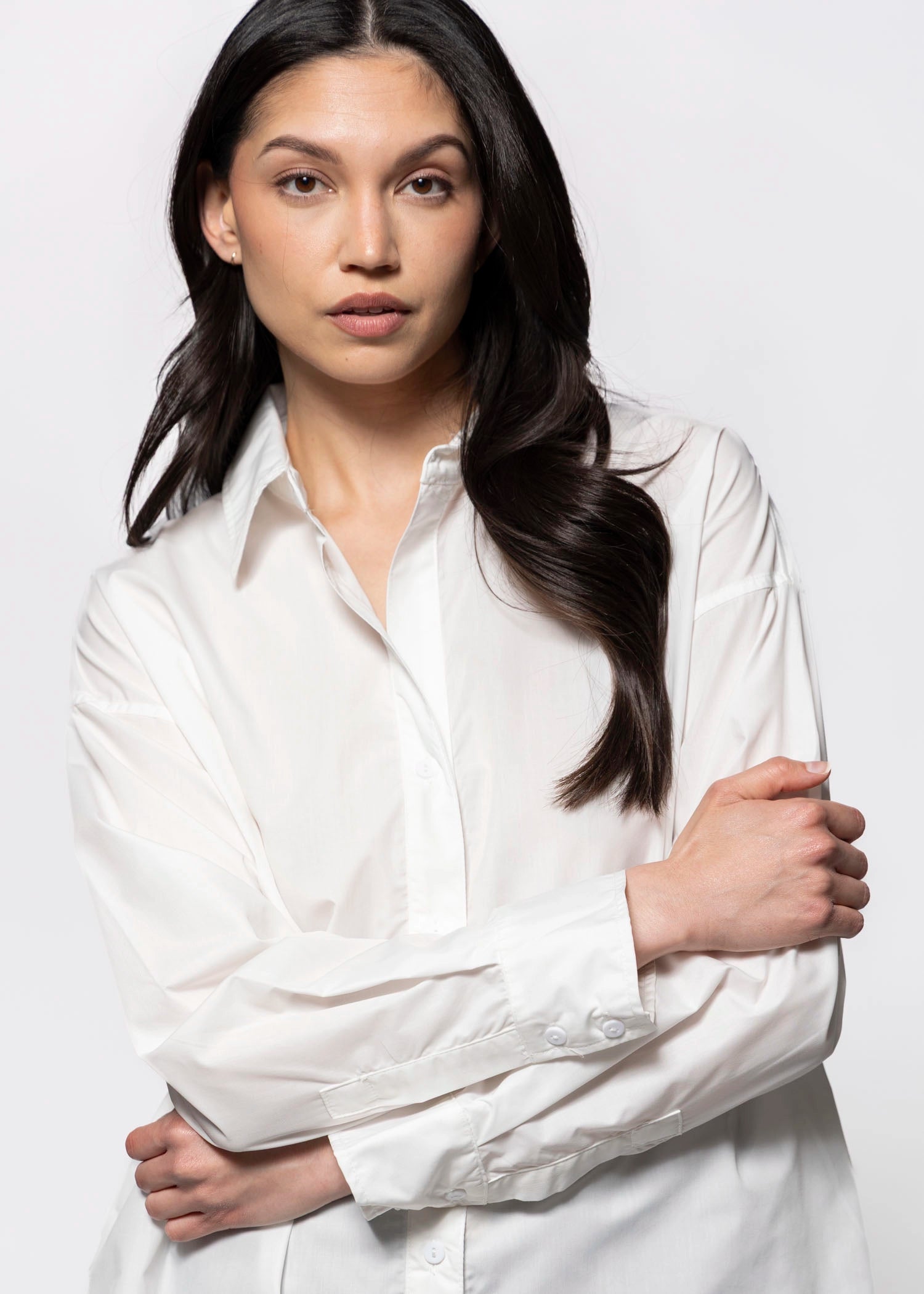 swatch_White oversized button down shirt