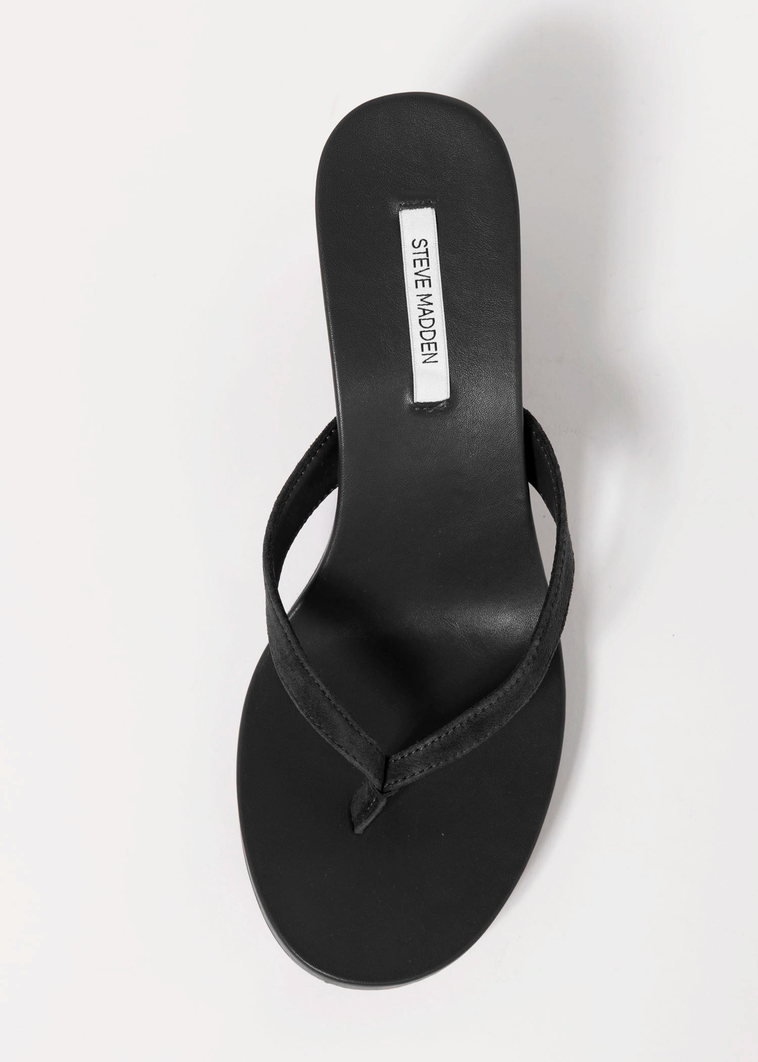 swatch_Black Suede steve madden playing wedge thong sandal