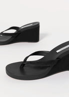 swatch_Black Suede steve madden playing wedge thong sandal