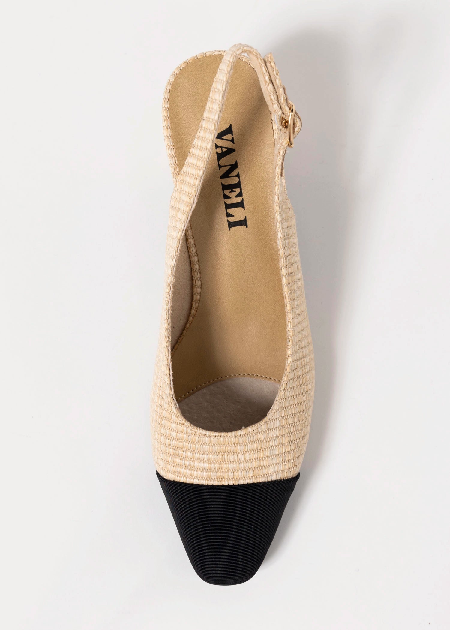 swatch_Beige/Black vaneli jala raffia slingback