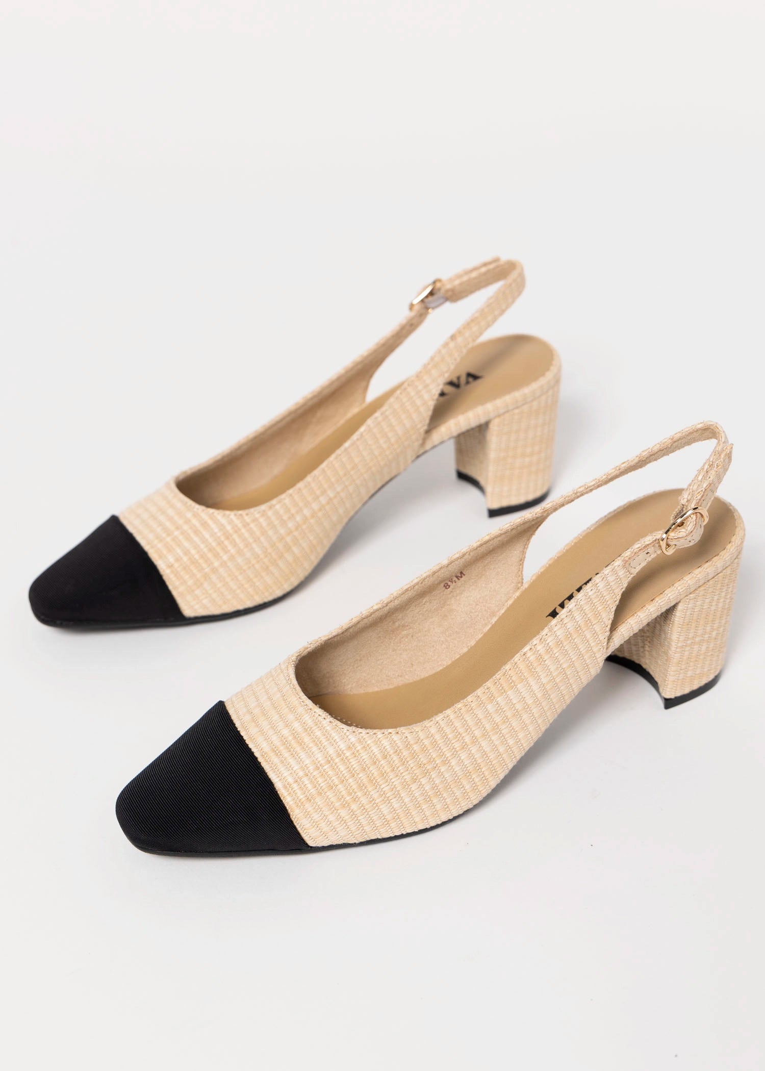 swatch_Beige/Black vaneli jala raffia slingback