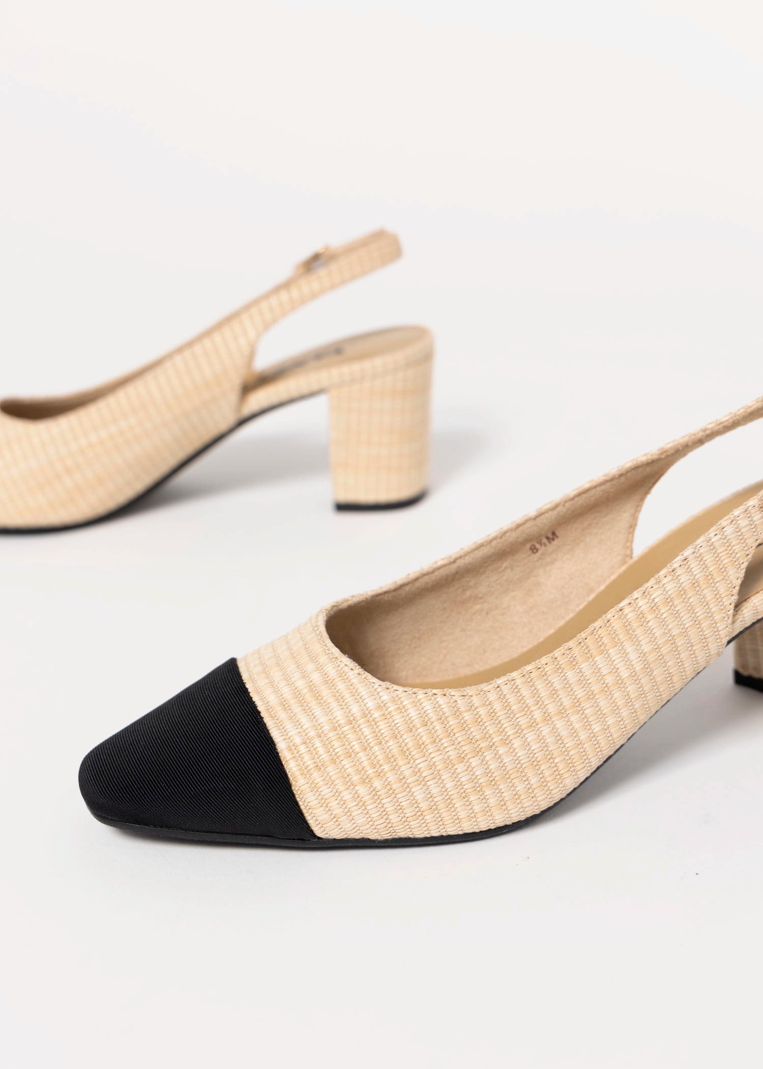 swatch_Beige/Black vaneli jala raffia slingback