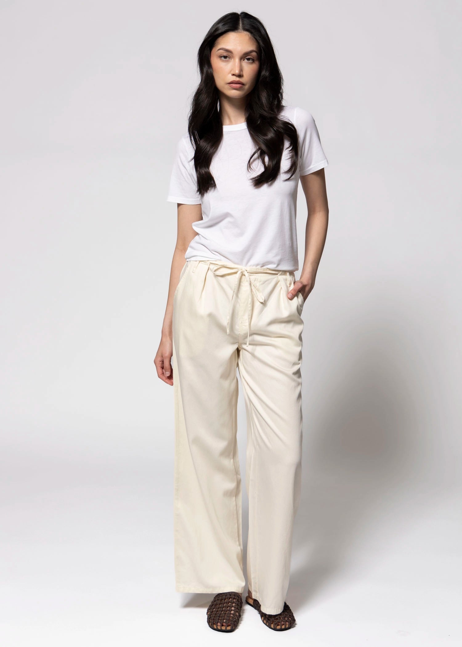 swatch_Ivory low rise drawstring pant