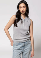 swatch_Heather Grey perfect white tee fran sleeveless polo