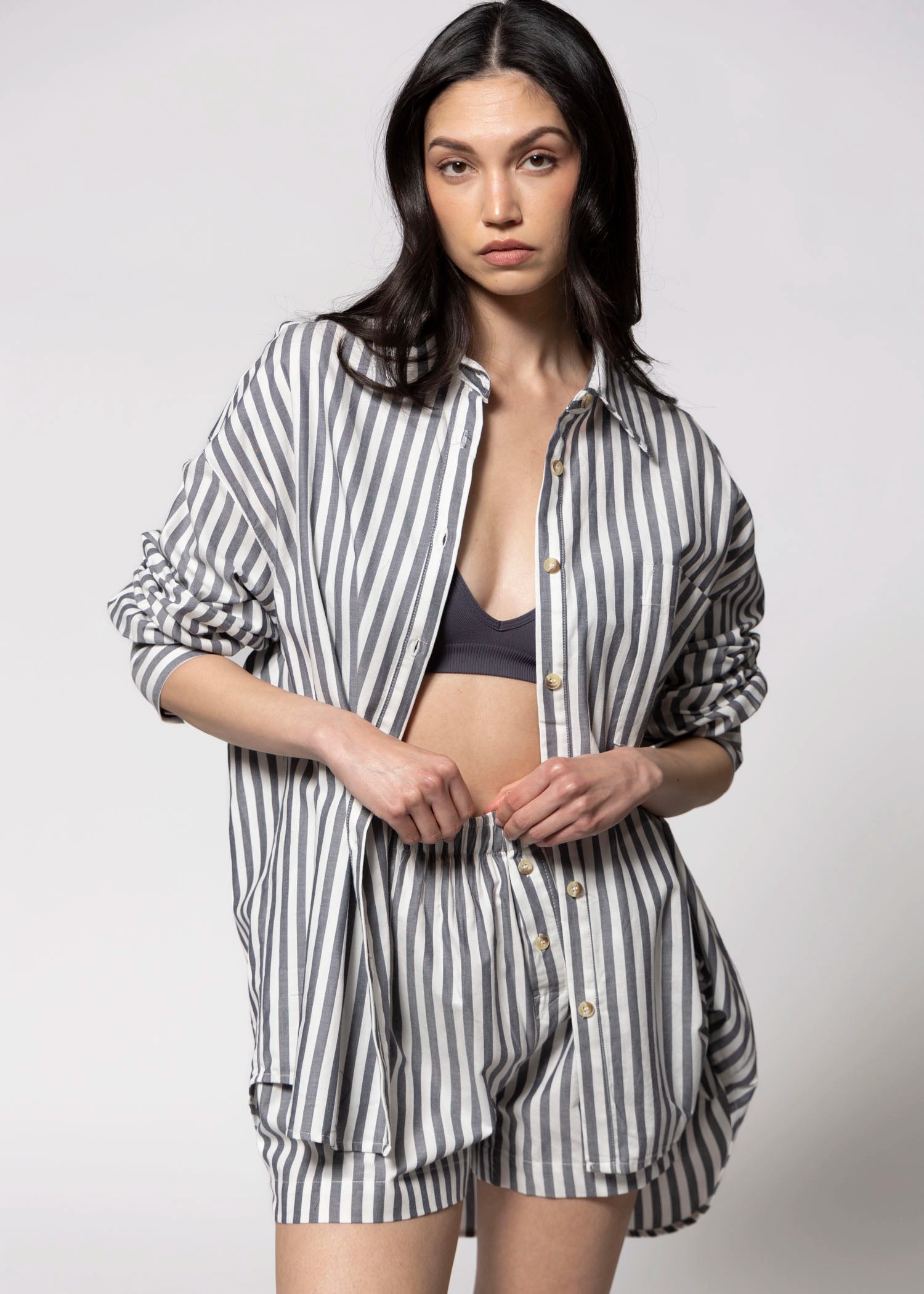 swatch_Navy oversized striped button down