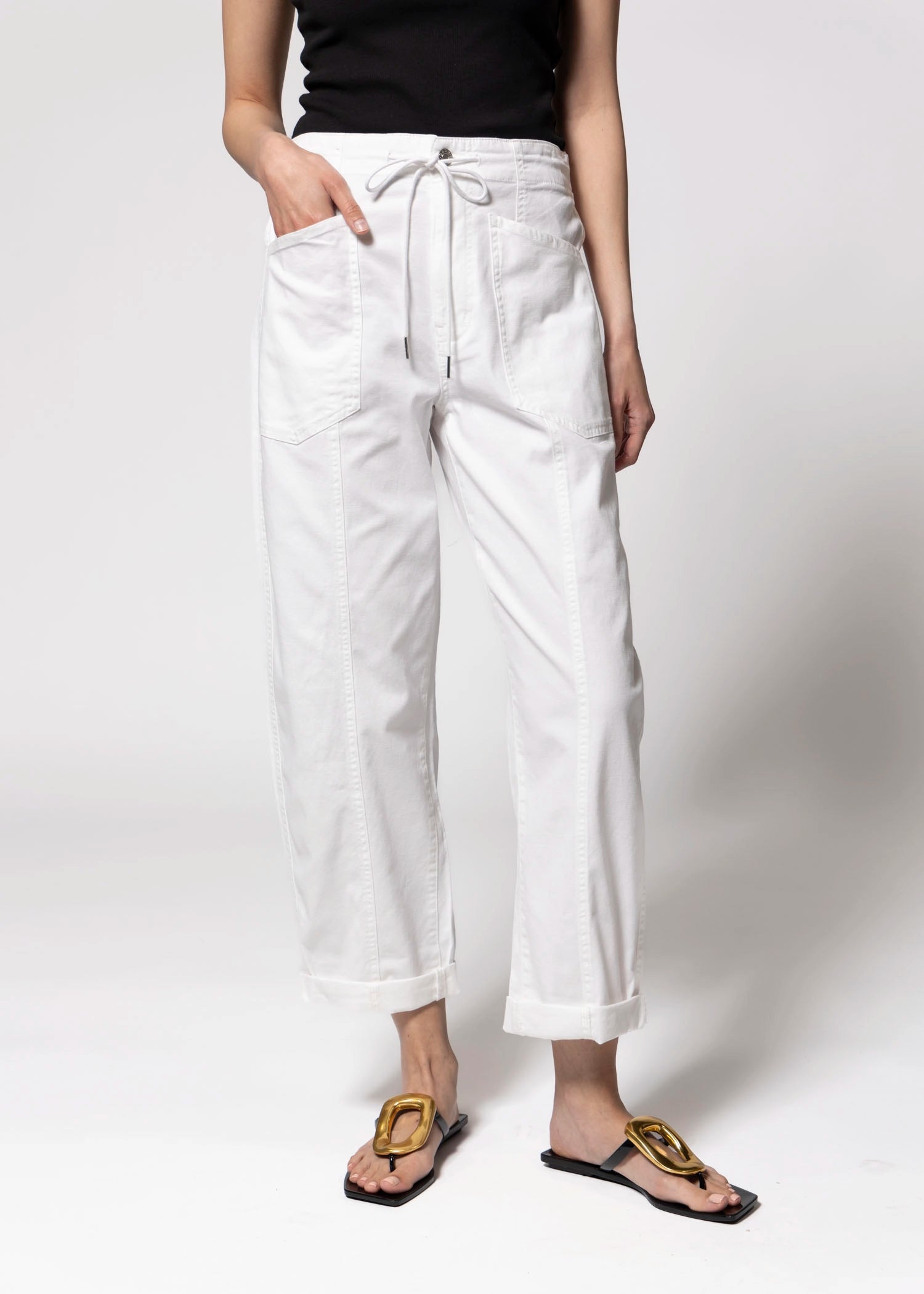 swatch_White daze denim villa drawstring barrel jean