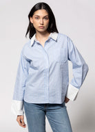 swatch_Blue striped button down shirt