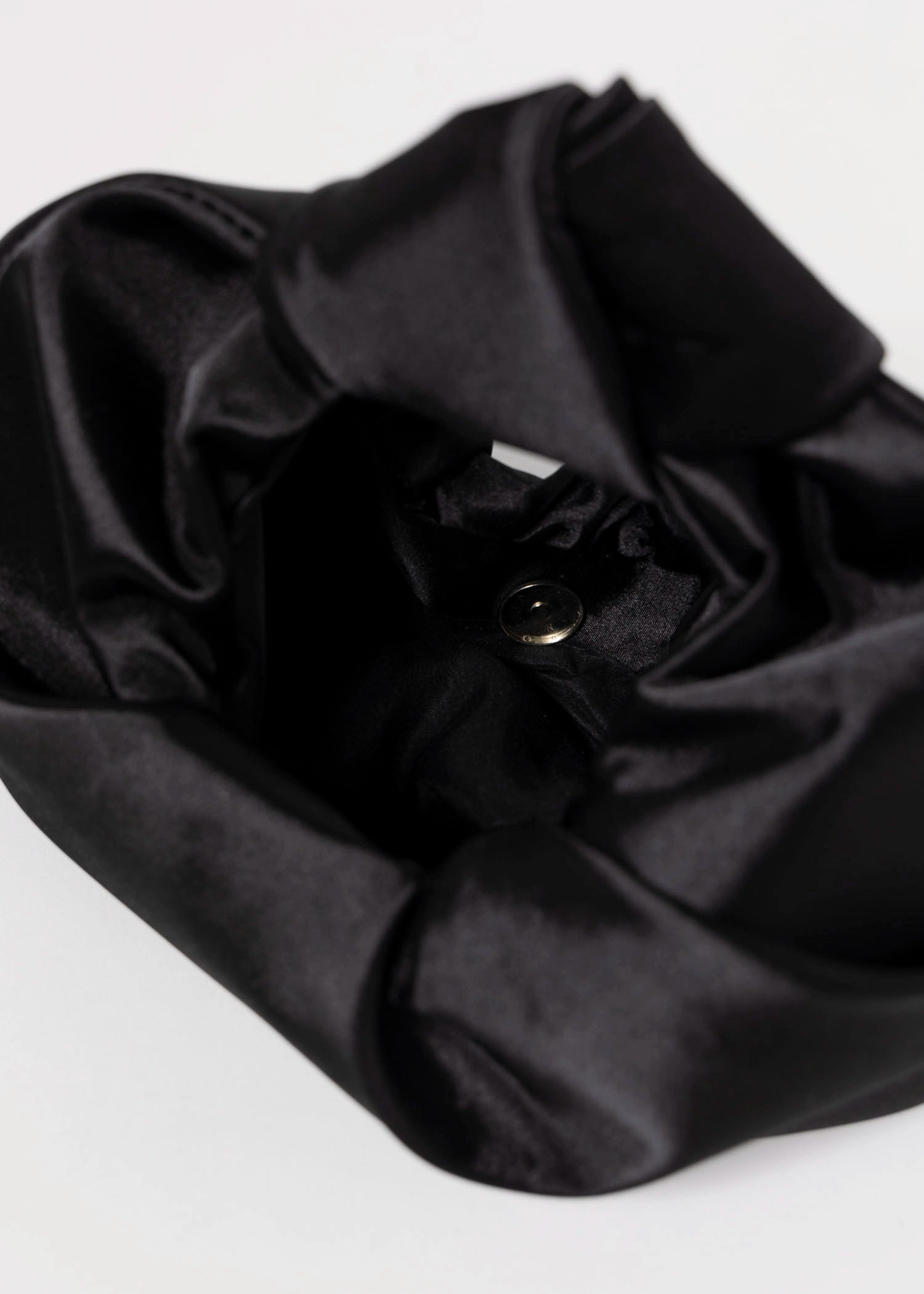 swatch_Black satin knot evening bag