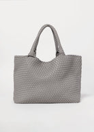 swatch_Grey vegan leather woven tote