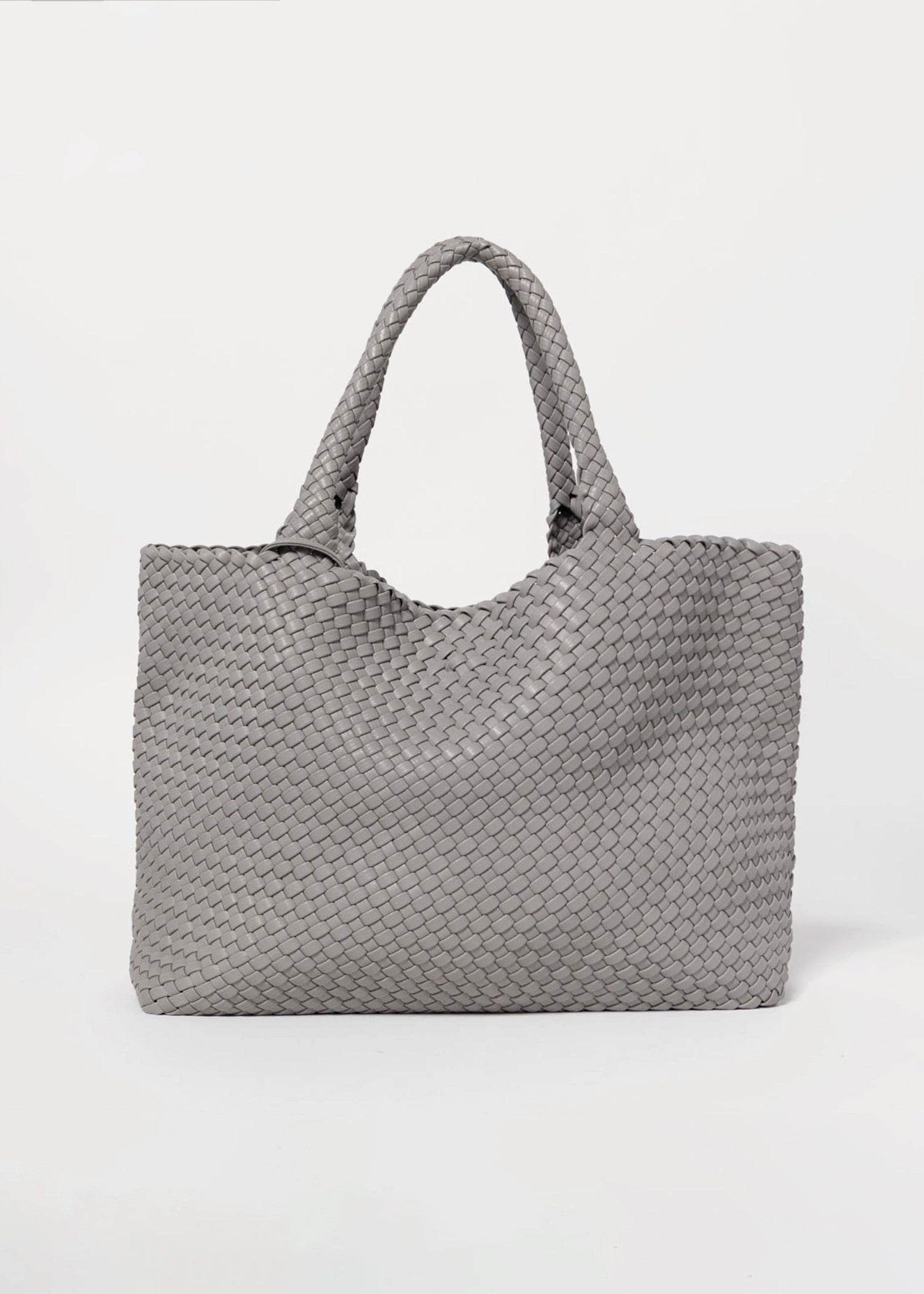 swatch_Grey vegan leather woven tote