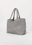 swatch_Grey vegan leather woven tote