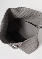 swatch_Grey vegan leather woven tote