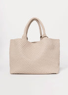 swatch_Ivory vegan leather woven tote