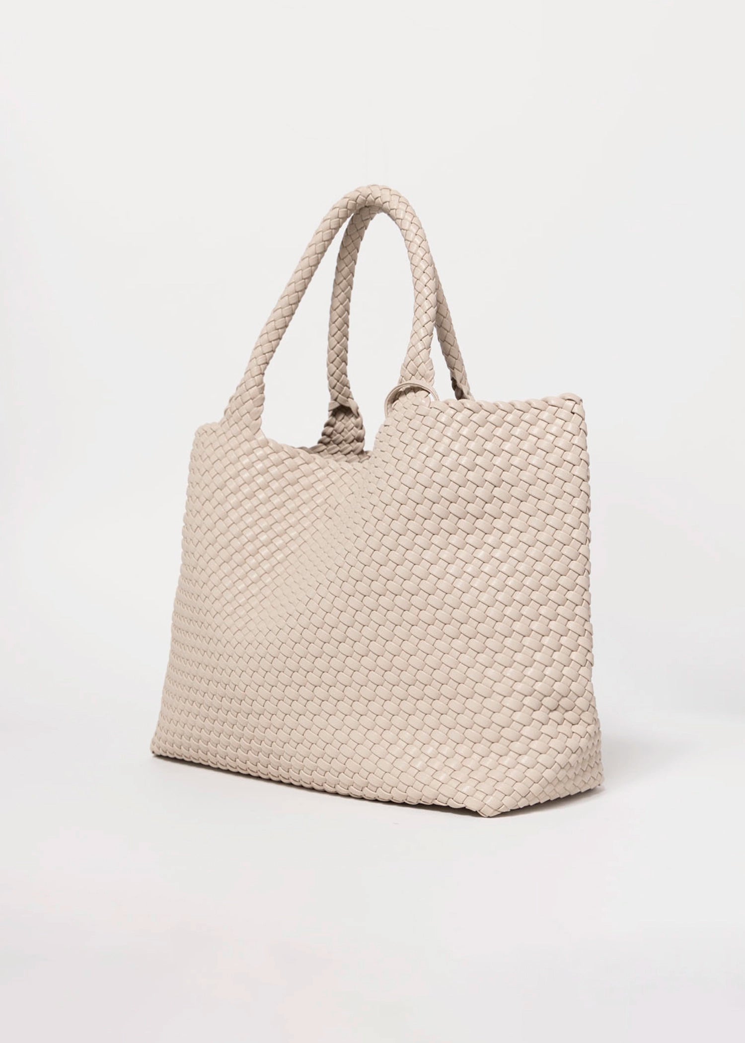swatch_Ivory vegan leather woven tote