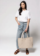 swatch_Ivory vegan leather woven tote