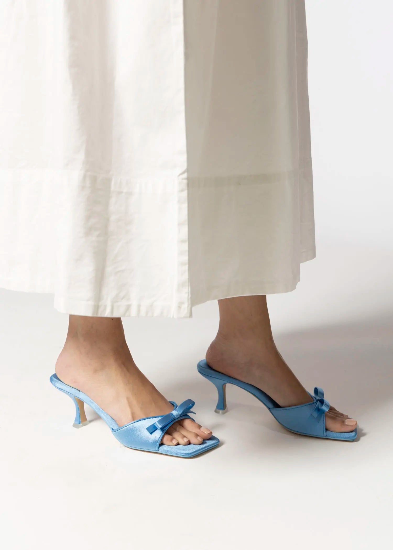 swatch_blue satin sweet on u slide sandal heeled sandals